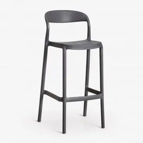 Pack De 4 Bancos Altos Empilháveis Em Polipropileno Brenza Cinza Grafito & ↑75 Cm - Sklum