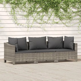 vidaXL 3 pcs conjunto lounge de jardim c/ almofadões vime PE cinzento