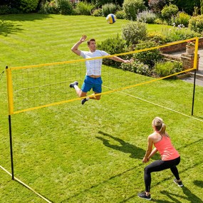 Conjunto de Voleibol e Badminton, 950 x 100 x 248 cm, Altura de Jogo Ajustável Preto e amarela