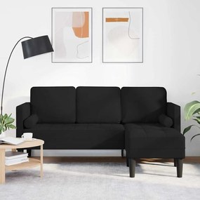 Sofá L de 3 lugares vidaXL Preto 160 cm Tecido