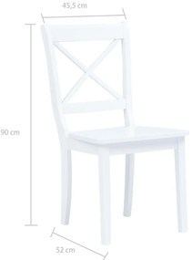 Cadeiras de jantar 2 pcs madeira de seringueira maciça branco