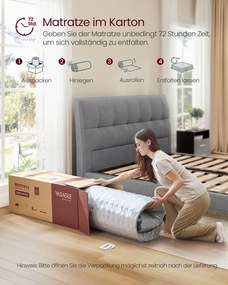 Colchão de molas ensacadas 200 x 140 x 20 cm com espuma viscoelástica de gel e conforto Azul