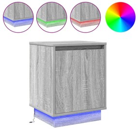 Cômodas de Cabeceira com Luzes LED 2 pcs Cinza Sonoma 39x34,5x50 cm