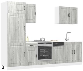 vidaXL 7 peças armário de cozinha conjunto Kalmar cinza sonoma