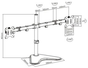 Suporte de Mesa com Base para 2 Monitores 13"-32" CROMAD