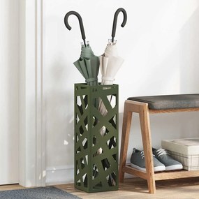 vidaXL Suporte de Guarda-Sol Verde-azeitona 15.5 x 15.5 x 49 cm Aço
