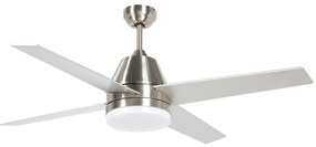 HOMCOM Ventoinha de Teto com Luz 46W Ø129 cm com 4 Lâminas Reversíveis Controlo Remoto 6 Velocidades e Temporizador Prata