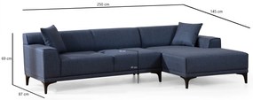 **** Sofá de Canto Petra – Azul – 145 x 250 cm

**