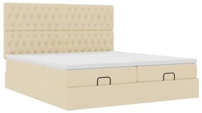 Estrutura de cama otomana com colchões tecido creme 200x200cm
