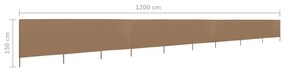Para-vento com 9 painéis em tecido 1200x120cm cinza-acastanhado
