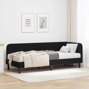 vidaXL Estrutura de Cama de Canto com colchão Preto 80 x 200 cm Veludo