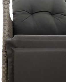 3 pcs conjunto bistrô com almofadões vime PE cinza