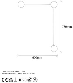 Aplique de Parede Domino – Vintage – 60 x 16 x 78 cm