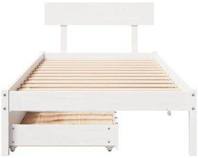 Cama sem colchão 90x200 cm madeira de pinho maciça branco