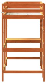 Cama alta com secretária 90x190 cm pinho maciço castanho-mel