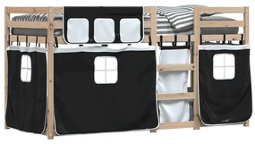 Beliche com cortinas 80x200 cm pinho maciço branco e preto