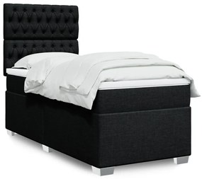 vidaXL Cama com molas/colchão 90x200 cm tecido preto