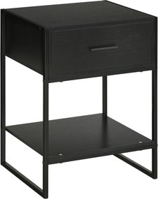 HOMCOM Mesa de Cabeceira Mesa Auxiliar com 1 Gaveta e Prateleira de Armazenamento Estilo Moderno para Quarto 45x40x60cm Preto | Aosom Portugal