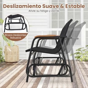 Banco baloiço de jardim para 2 pessoas 115 x 74 x 84 cm, curvo, em teca respirável e metal, com capacidade para 300 kg, para exterior, varanda ou pisc