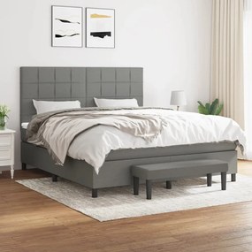 vidaXL Cama com molas/colchão 180x200 cm tecido cinzento-escuro
