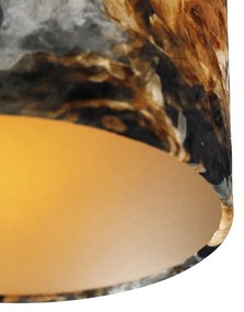 Candeeiro de teto abajur veludo preto design floral 25cm - COMBI Clássico / Antigo