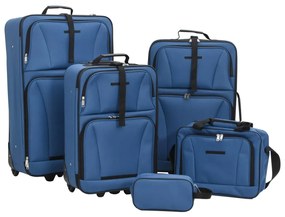 5 pcs conjunto malas de viagem tecido azul