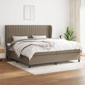 vidaXL Cama com molas/colchão 200x200 cm tecido castanho-acinzentado