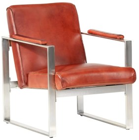 vidaXL Poltrona 60x73x77 cm couro genuíno castanho