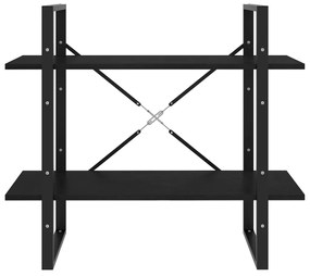 Estante com 2 prateleiras 80x30x70 cm pinho maciço preto