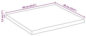 Tampo de mesa c/ borda viva 60x60x2,5 cm mangueira maciça