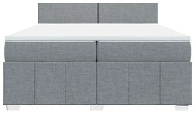 Cama com molas/colchão 200x200 cm tecido cinza-claro