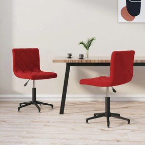 vidaXL Cadeiras de jantar giratórias 2 pcs veludo vermelho tinto