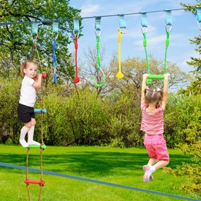 Kit de treino ninja com Obstáculos para Crianças  Duplo para Árvores Jardim Pátio Exterior 15m