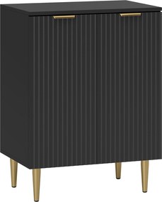HOMCOM Aparador Moderno com 2 Portas e Prateleira Regulável, Buffet para Cozinha e Sala de Estar com Pernas em Metal, Preto | Aosom Portugal