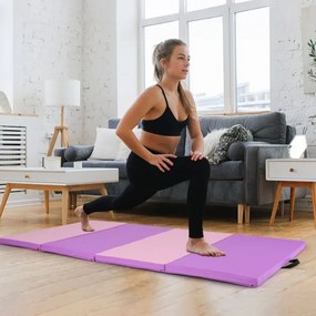 Tapete de ginástica dobrável de 4 pés x 10 pés x 2 polegadas - roxo