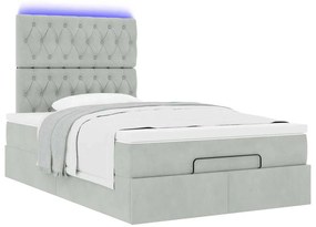 Estrutura de cama otomana com colchões cinza claro Veludo