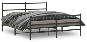 Estrutura de cama com cabeceira e pés 160x200 cm metal preto