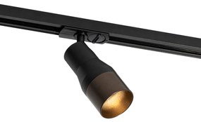Foco Moderno Preto com Bronze Escuro para Sistema de Trilho Monofásico - Iconic Kohua
