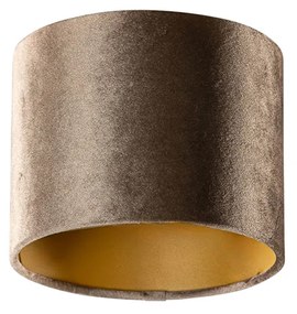 Abajur de Veludo Castanho com Interior Dourado 18/18/14