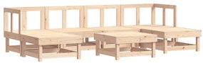 7 pcs conjunto lounge de jardim c/ almofadões madeira maciça
