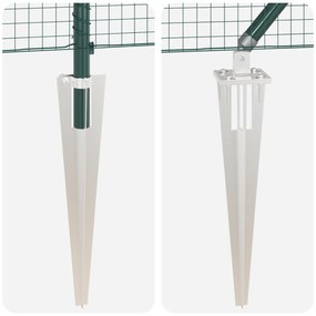 Conjunto de Poste de Cerca Conjunto de 2 Verde Metal 10 x 0,5 m