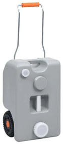 vidaXL Tanque de água com rodas para campismo 25 L cinzento