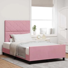vidaXL Cama Box com cabeceira Rosa 120 x 200 cm Veludo