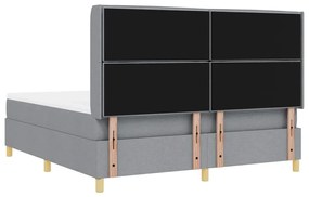 Cama Box com Colchão e Luz LED Cinza Claro 180x200 cm Tecido