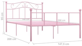 Estrutura de cama 140x200 cm metal rosa
