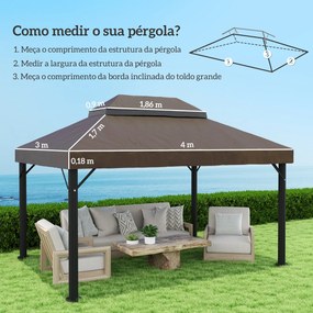 Toldo de Substituição para Pérgola 4x3 m Toldo para Pérgola com Teto D