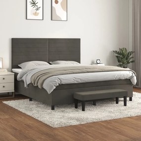 vidaXL Cama com molas/colchão 180x200 cm veludo cinzento-escuro
