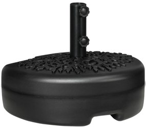 Outsunny Base de Parede para Chapéu de Sol Suporte Semicircular para Chapéu de Sol Preenchido com Areia 21kg ou Água 18kg para Jardim Pátio Terraço Exterior 50x31x18cm Preto