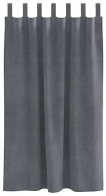 Cortinas Blackout vidaXL com Laços de Suspensão 2 pcs Veludo Cinza Sup