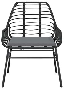 3 pcs conjunto jantar jardim almofadões vime PE vidro preto